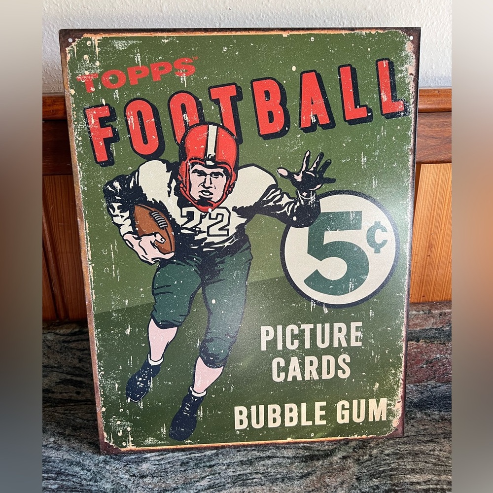 Topps 1956 Football Picture Metal Tin Sign